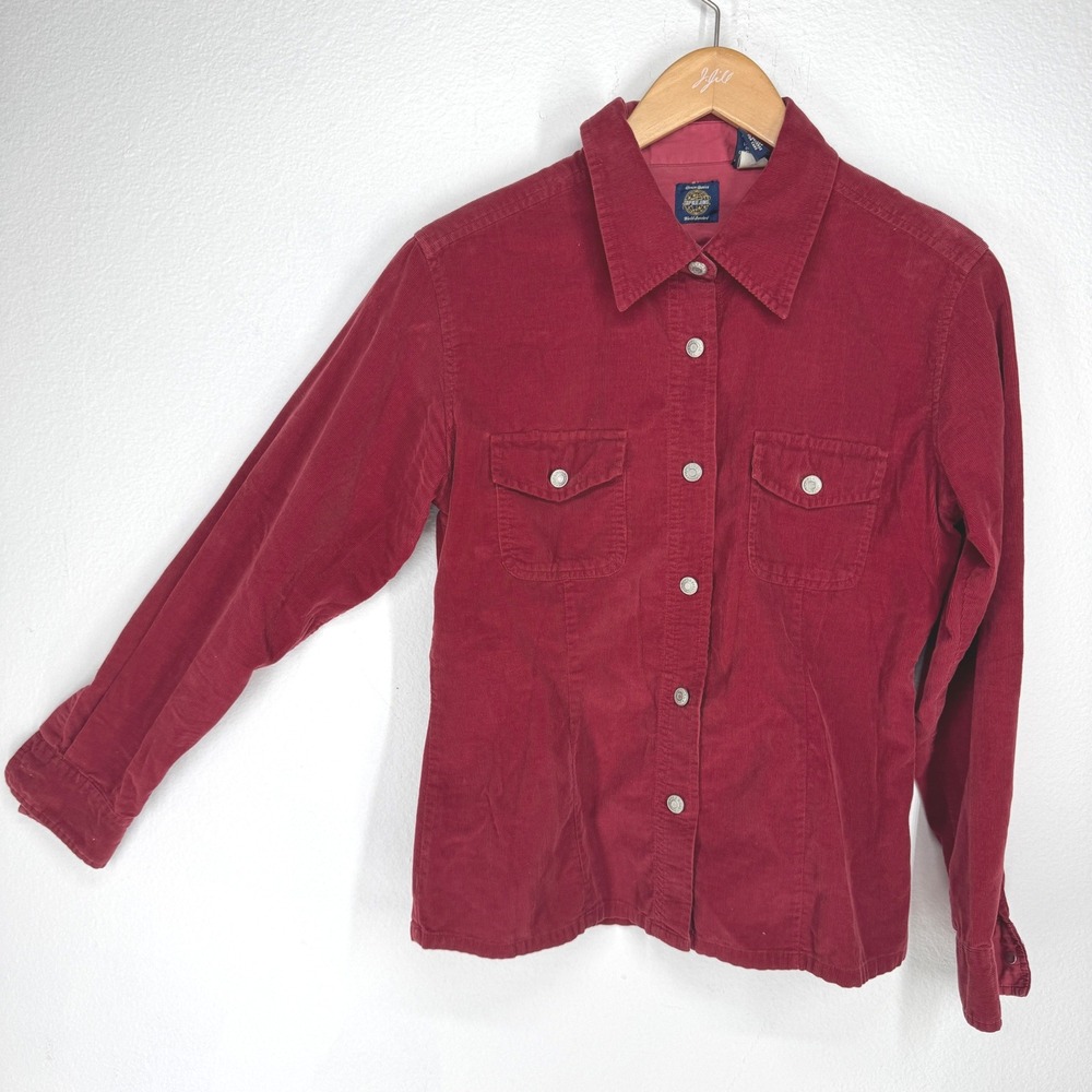 Vintage Gap Burgundy Corduroy Button Shirt Small Red 90s Western Pockets Country